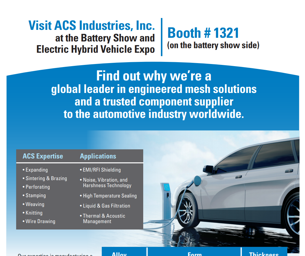 ACS presenting at Battery Show 2021